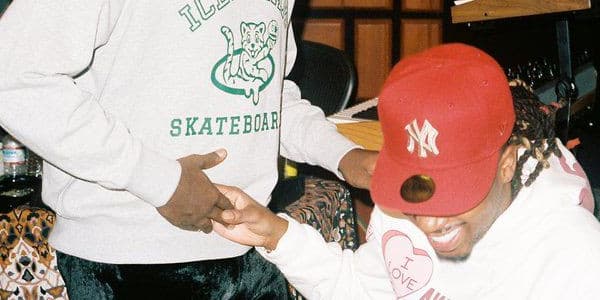 Artist and producer in the studio